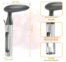 Apple Corer & Cutter – Stainless Steel Fruit Slicer with Soft Grip – Grey