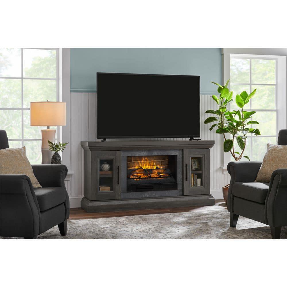StyleWell TV Stand 65u0026#034; 120V Freestanding Electric Fireplace  Cappuccino/Ash Grain | eBay