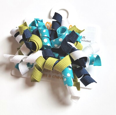 NWT Gymboree Girl  ''Tahitian Butterfly'' Curly Hair Barrettes Set Teal Curlies