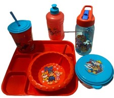 PAW PATROL Jug  Snack Keeper, Sippy Bowl, Water Bottle W/red Plate 6Pc Set NEW