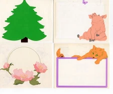 Mrs Grossmans Giant Stickers-Choice- 1979 Tree - Pig/ Wild Pink Rose/Cat Label