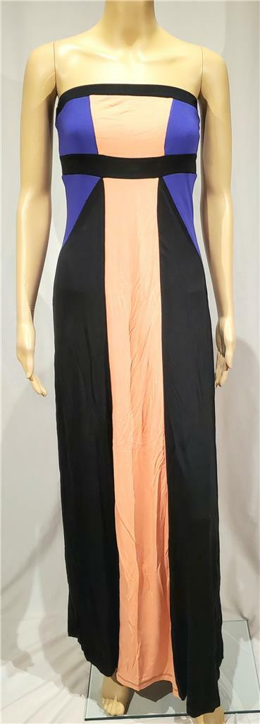 New 2b Bebe Coral Purple And Black Colorblock Maxi Dress - NWOT -