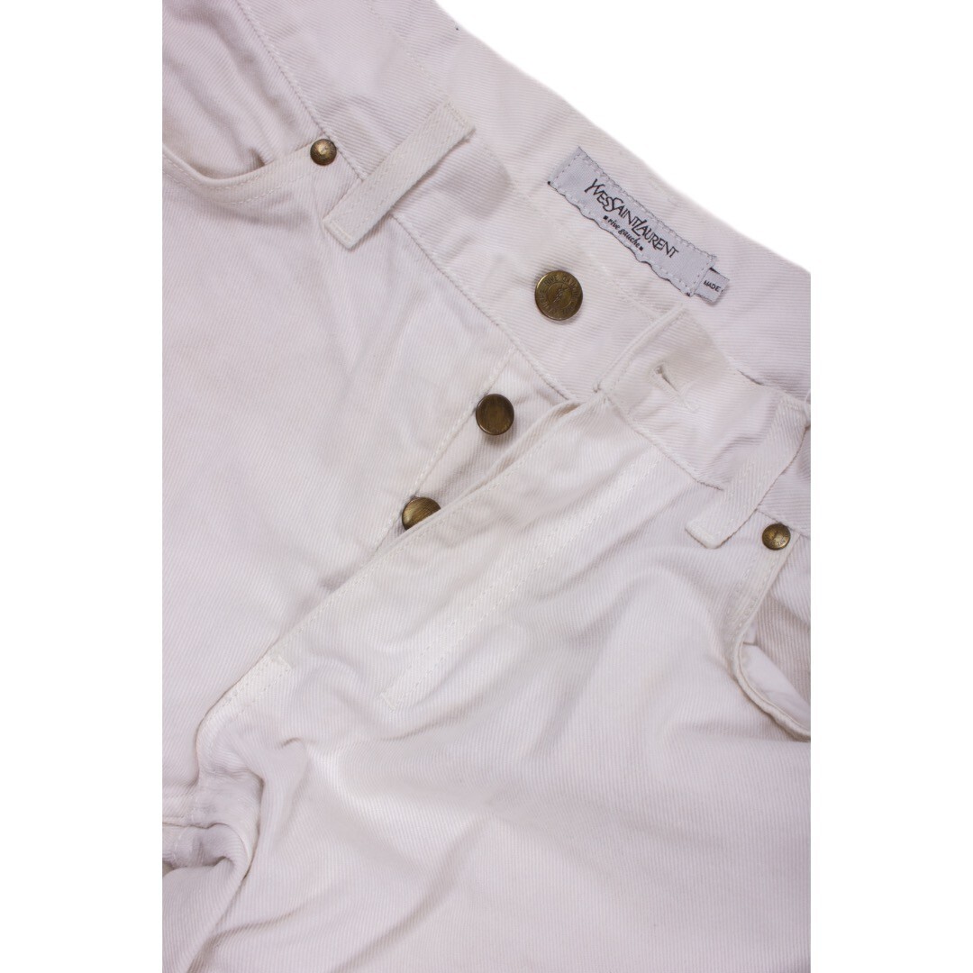 JEANS YVES SAINT LAURENT RIVE GAUCHE BIANCO COTONE TASCA POSTERIORE LOGO tg 46