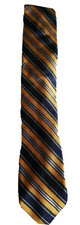 Jos A Bank Signature Luxury Silk Men's Tie Blue Gold navy Striped Necktie