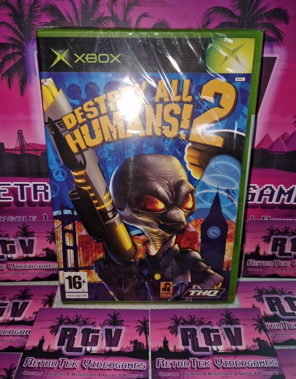 🇮🇹 DESTROY ALL HUMANS! 2 MICROSOFT XBOX PAL ITA 🇮🇹 CIB *NUOVO MINT SEALED*