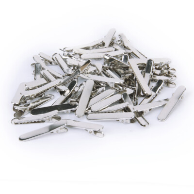  50 Stck. Silber Druckknopf Haarspangen Stifte Rohlinge Entenkehlspangen Zum Selbermachen Haarschleife 35 mm