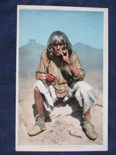 1900s Moki Indian Smoking Cigarette Postcard