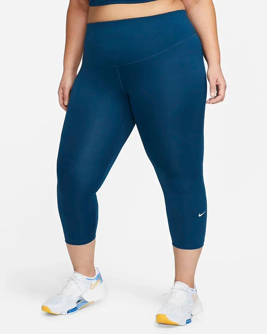 Nike Women's 7/8 Leggings High Waist Compression Leggings Blue Plus Size 2X  NEW