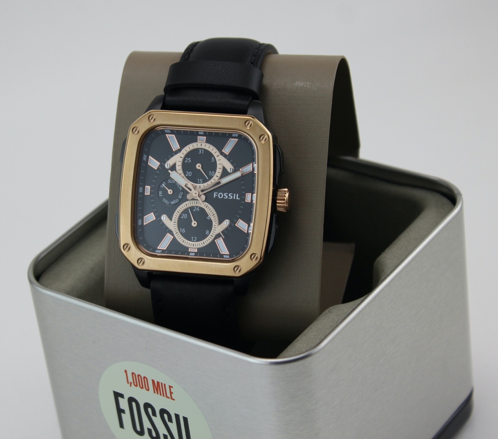 NEW AUTHENTIC FOSSIL INSCRIPTION ROSE GOLD BLACK CHRONOGRAPH  