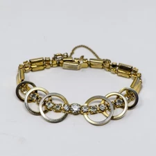 Vintage 1956 Gold Tone SARAH COVENTRY Celestial Fire Bracelet w/Safety Chain