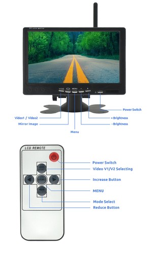 Wireless Backup Camera 7" Rear View Monitor for 12-24V Caravan Truck Trailer RVs - Picture 12 of 24