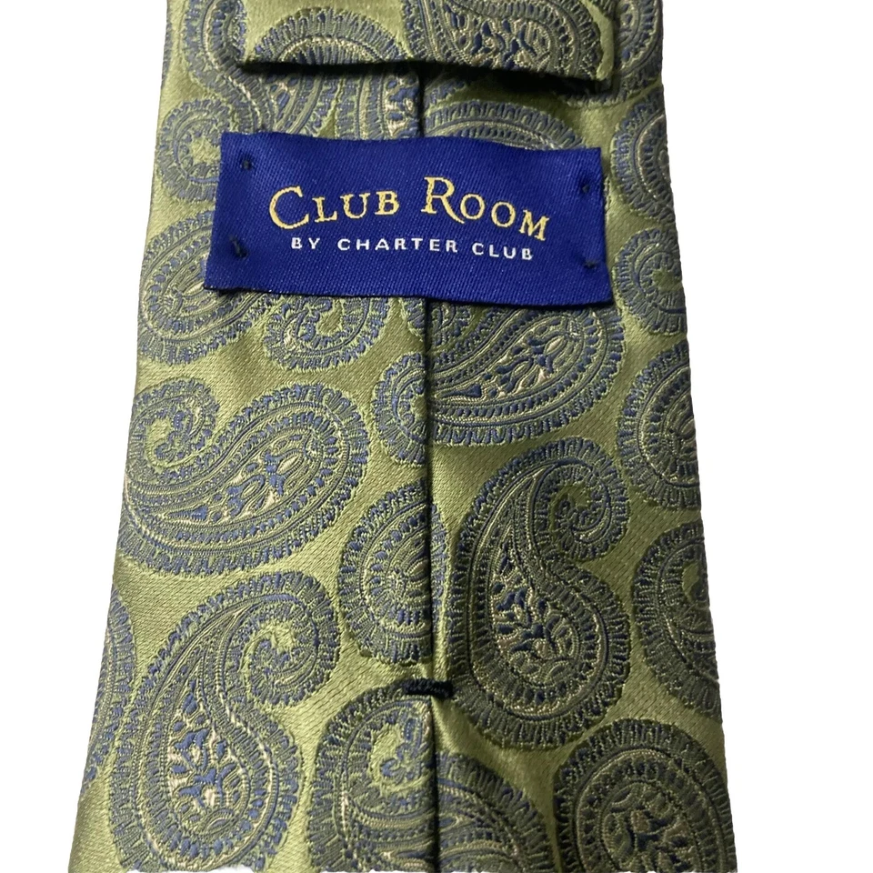 Men’s Club Room By Charter Club Tie 59” 100% Silk Green Paisley - Imagem 4 de 4