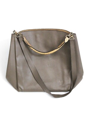 Vintage Louis Vuitton LV Taupe Monogram Mahina Kette Leder Handtasche Beuteltasche Bag
