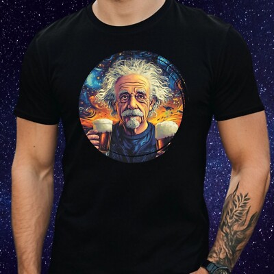 Herren T-Shirt  Albert Einstein mit Bier Motiv Baumwolle Größe XS bis 5XL