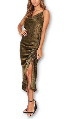 AX Paris Animal Print Ruched Detail Midi Dress Green 10 | eBay