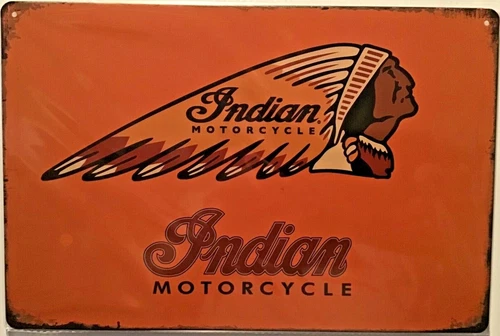 TIN SIGN 8x12 Indian motorcycle American famous biker garage mechanic wall Br10a