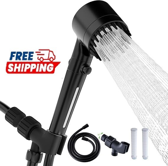 Handheld High-Pressure Shower Head with Adjustable 4 Mode & One Click Water Stop