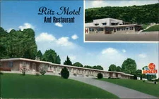 Paoli Indiana IN Riz Motel & Restaurant c1950s-60s Postcard