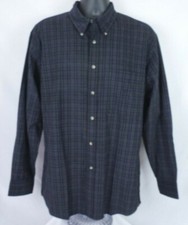 Pendleton 100 Cotton Plaid Shirt Button Down Large Mens L Blue