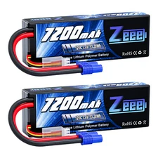 2x Zeee 2S Lipo Battery 7200mAh 7.4V 120C EC3 for RC Car Truck Truggy Buggy Tank