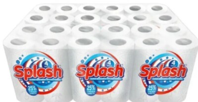 D.I.L Splash 4er Pack Küchenrolle Handtuch, starkes weißes Papier: 16, 24 Rollen