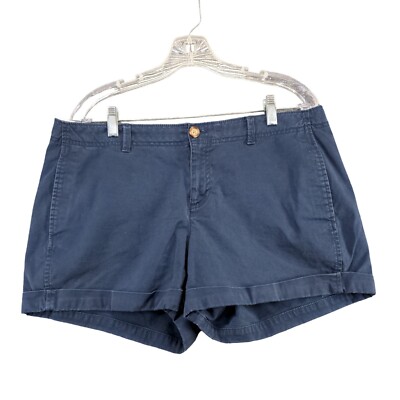 Old Navy Women's Perfect 1/2 Khaki Shorts 14 Blue Flat Front