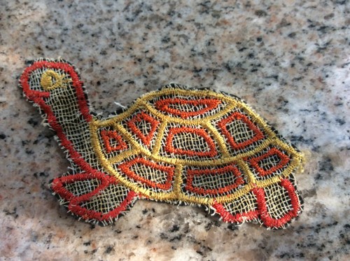 Turtle Patch Badge Embroidered Iron On Applique Tortoise Animals 3" Orange Black - Picture 9 of 10
