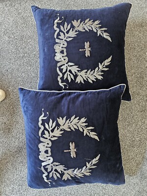 Navy and Silver Dragonfly Cushions Navy and Silver Dragonfly