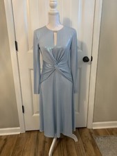 New Lauren Ralph Lauren Women’s Blue Long Sleeve Foiled Jersey Dress Blue Sz 4