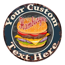 CP-0162 ANY NAME'S Custom Personalized Hamburger Food Metal Sign Decor Gift idea