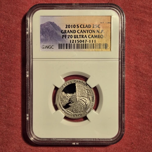 USA 2010-S Quarter 25c Coin: Grand Canyon National Park Clad - NGC PF70