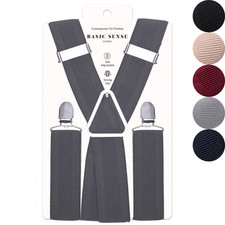Mens Braces X Shape Back 35mm Wide Heavy Duty Suspenders for Trouser
