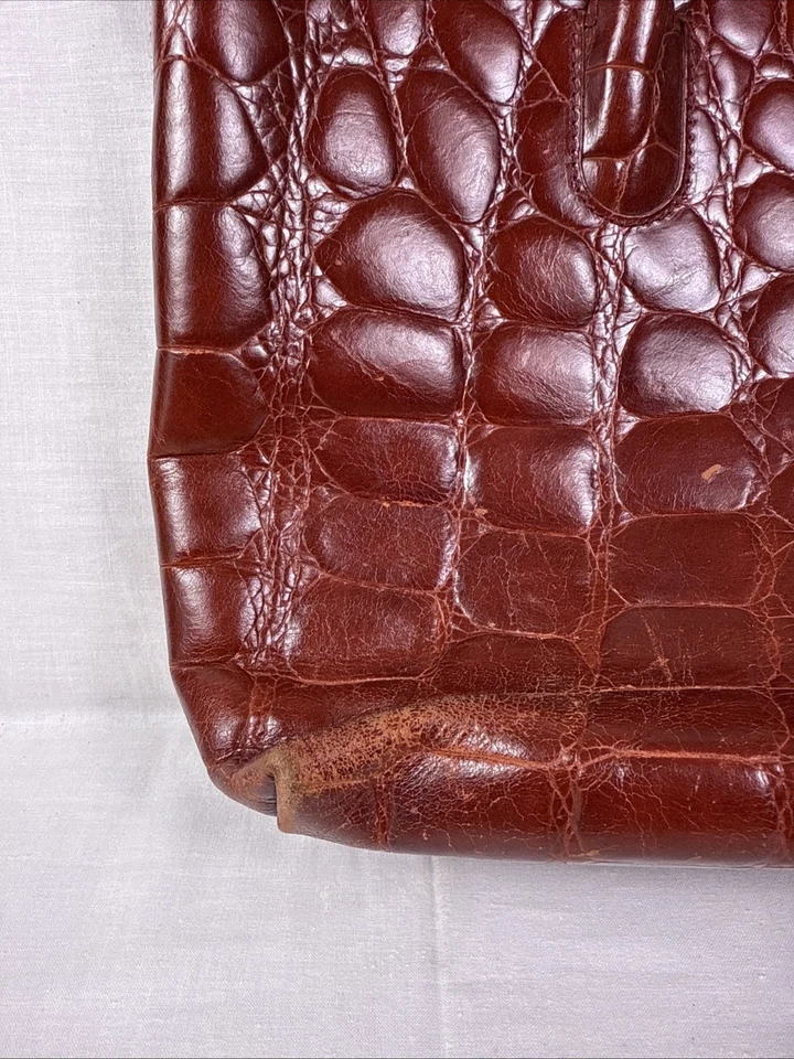 FURLA Mulled Wine Croc Embossed Leather D-light Tote Bag Made in Italy. Pics - Image 3 of 4