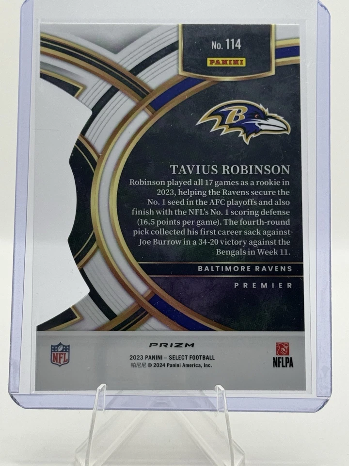 2023 Panini Select TAVIUS ROBINSON Rookie Zebra Prizm Die-Cut - Baltimore Ravens - Image 2 of 2