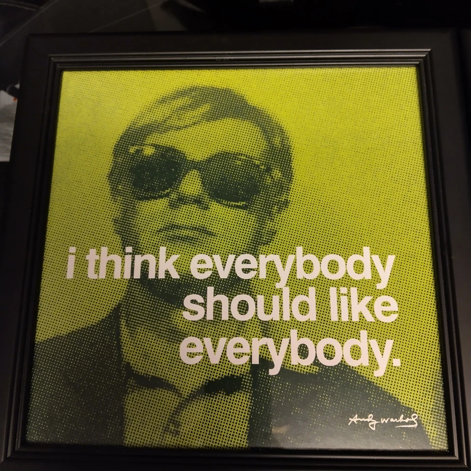 Juego de 4 impresiones personalizadas enmarcadas negras de Andy Warhol Quote 12x 12" por todos los carteles.Com Foto 2 de 4
