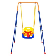 Swing Sets for Backyard, 3-in-1 Toddler Swing Set with 4 Sandbags, Foldable Meta
