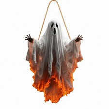 Halloween Wooden Ghost Door Hanger Burning Ghost Design Wreath Door Sign