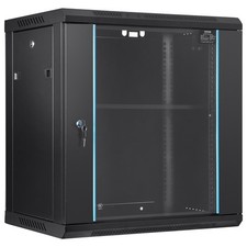 12U Wall-Mounted Server Network Cabinet, 15.5'' Depth, Secure Rack Enclosure, Su