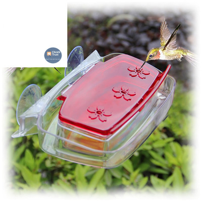 Juegoal Window Hummingbird Feeder, Bird Feeding Tray with 3 Red