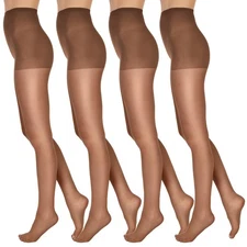 L'eggs Nylon Pantyhose, Sheer Toe, Size B, Suntan, 4 Pairs, Everyday Use