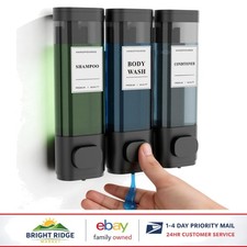 Wall-Mounted Shampoo and Conditioner Dispenser, 3-Pack with Lockable Design