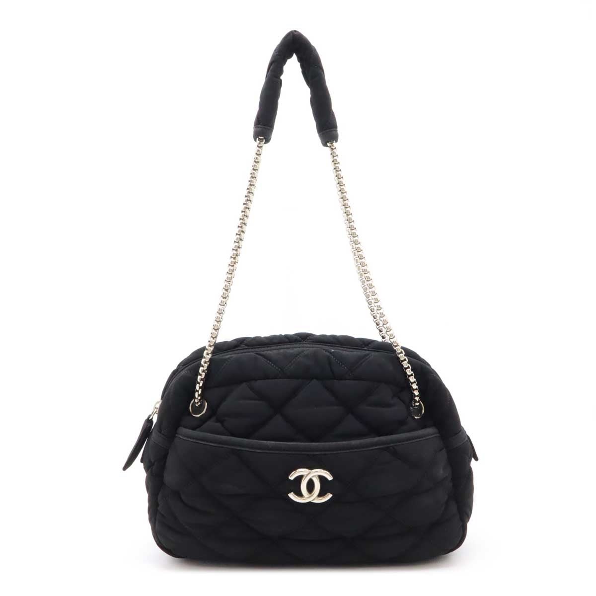 Chanel Bubble Quilt Chain Shoulder Bag Women Black One Size