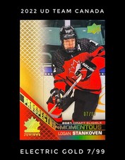 Logan Stankoven UD Team Canada #PM-42 Prospectus Moments Electric Gold 7/99