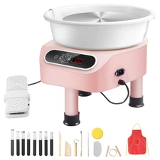 Pottery Wheel 11in Ceramic Wheel Foot Pedal Touch Screen 450W 3 Legs Pink