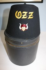 Vintage jeweled Freemason Shriner FEZ hat Kena w/case VERY ORNATE