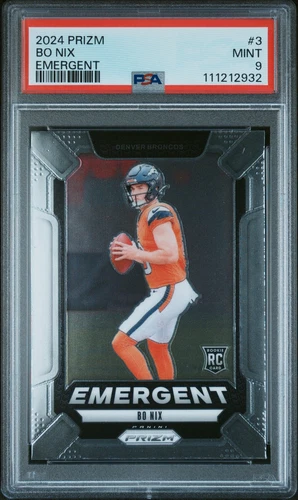 2024 Panini Prizm Emergent #3 Bo Nix Rookie Card PSA 9