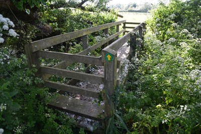 Foto 12x8 Newport District: Fußgängerbrücke Whitson Eine Fußgängerbrücke über eine kleine c2017