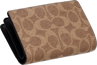 Coach] Medium Corner Zip Wallet, Signature Canvas CW786 IMQRX Tan