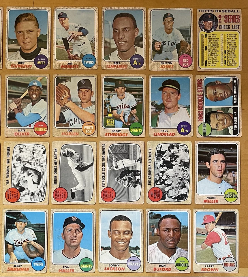 Juego parcial de 64 béisbol Topps 1968 con novatos y estrellas de baja calidad Foto 3 de 4
