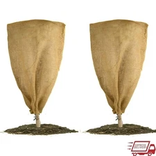 Jute Plant Freeze Cover Eco-Friendly Winter Protection Reusable Drawstring New